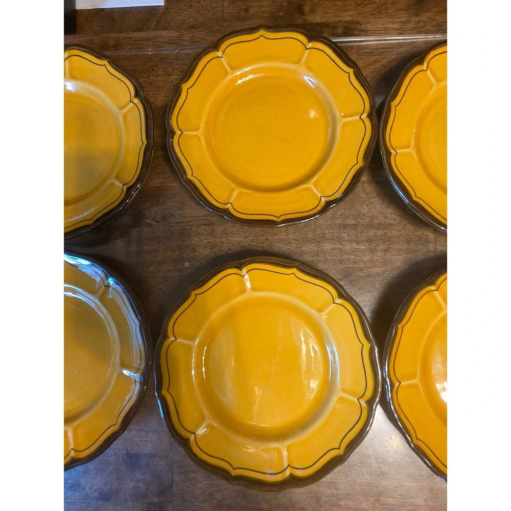 Metlox Poppy Trail Provincial Yellow Bread Plates Set of 7 California 871